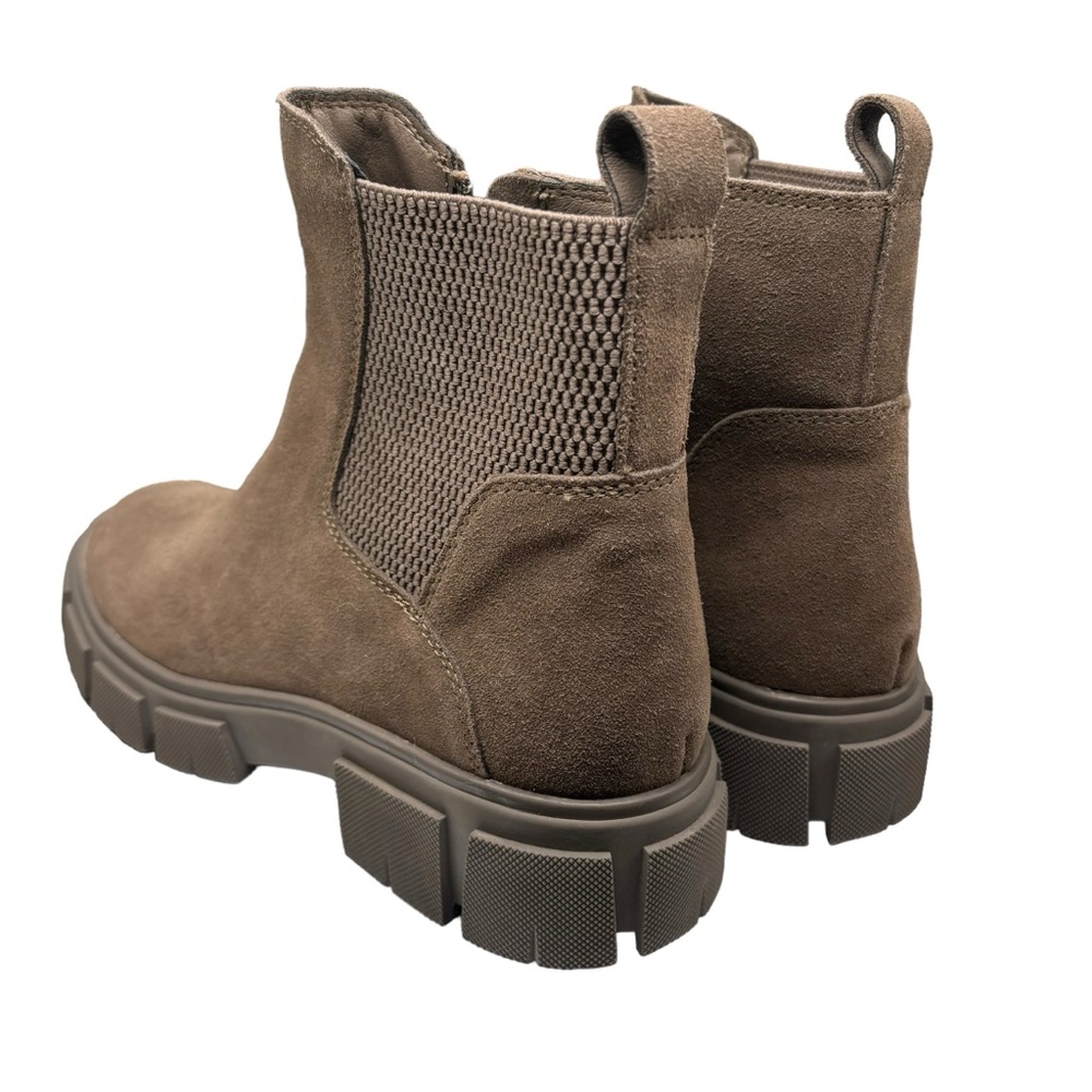 Aqua College Booties Dark Taupe Side Goring Back Waterproof Round Toe Suede 8.5M - Picture 2 of 6